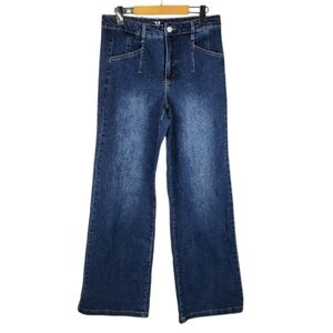 Melanie Lyne High Rise Wide Leg Jean Medium Blue Wash Size 6 Boho Retro